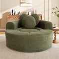 thumbnail image 1 of Muumblus 54" Oversized Round Indoor Chaise Lounge Chair, Boneless Cloud Couch, No Assembly Required, Floor Sofa Chair for Living Room, Green, 1 of 9