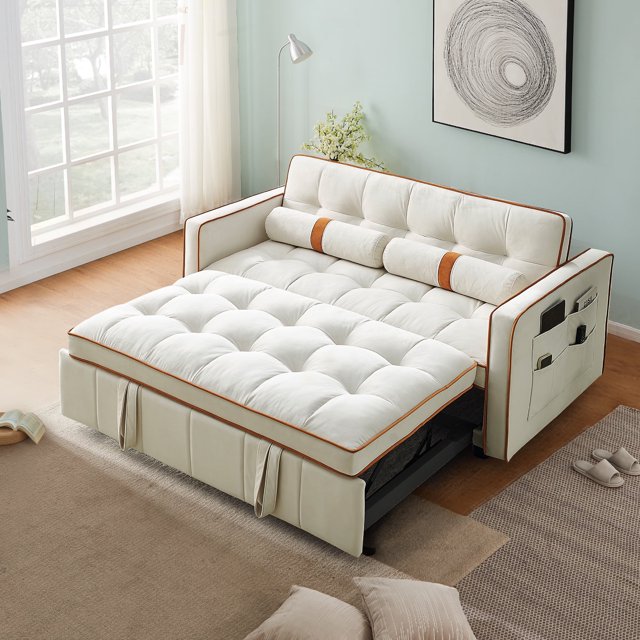 Muumblus 55.5" Pull Out Sofa Bed 2 Seater Loveseats Sleeper Convertible