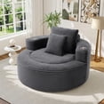 thumbnail image 1 of Muumblus 55" Indoor Round Chaise Lounge with Cup Holders, Oversized Boneless Accent Barrel Chair, Dark Gray Corduroy, 1 of 11