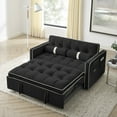 thumbnail image 1 of Muumblus 55" Pull Out Sofa Bed - Tufted Velvet Convertible Loveseat Sleeper Sofa Couch for Living Room, Black, 1 of 10