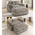 thumbnail image 1 of Muumblus 56" Loveseat with Storage Ottoman, Adjustable Backrest, USB, Phone Stand, Comfy Leisure 2-Seater Sofa Bed for Living Room, Brown Chenille, 1 of 13