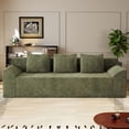 thumbnail image 1 of Muumblus 71" Boneless Sofa with Curved Arms, Living Room Upholstered Deep Seat Couch with Pocket, Green Corduroy, 1 of 8