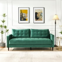 Muumblus 75 " Velvet Tufted Upholstered Sofa Couch Modern Comfortable Sofa for Living Room, Green
