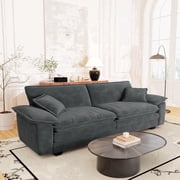 Muumblus 80.5 Corduroy Loveseat Sofa, Oversized Upholstered 2-Seater Fluffy Cloud Sleeper Couch for Living Room/Apt, Gray