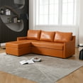 thumbnail image 1 of Muumblus 80.7" Modern Mid-Century Reversible L-Shaped Sectional Sofa for Living Room, Brown Faux Leather, 1 of 11