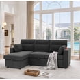 thumbnail image 1 of Muumblus 82" Convertible Sectional Sofa Bed with Cup Holders, Storage Chaise, L-Shaped Sofa Sleeper Couch Bed for Living Room, Gray Polyester, 1 of 6
