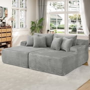 Muumblus 83" Oversized Double Chaise Lounge Chair Indoor, Modern Boneless Plush Corduroy Upholstered Modural Sectional Sleeper Cloud Couch for Living Room Apart