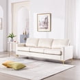 thumbnail image 1 of Muumblus 85" Velvet Couch, 3 Seater Sofa, Mid Century Modern Tufted Couches for Living Room, Beige, 1 of 11