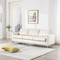 Orange Velvet Sofa Couch, Modern Upholstered Sofa Couch, 84