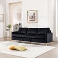 thumbnail image 1 of Muumblus 85" Velvet Couch, 3 Seater Sofa, Mid Century Modern Tufted Couches for Living Room, Black, 1 of 11