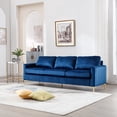 thumbnail image 1 of Muumblus 85" Velvet Couch, 3 Seater Sofa, Mid Century Modern Tufted Couches for Living Room, Navy Blue, 1 of 11