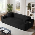 thumbnail image 1 of FFH 80.7" Corduroy Sofa, 3 Seater Boneless Cloud Couch for Small Living Rooms, Apartments and Offices, Black, 1 of 6