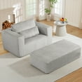 thumbnail image 1 of Muumblus Accent Chair with Movable Ottoman, Oversized Indoor Chaise Lounge Chair, No Assembly, Boneless Corduroy Cloud Sofa for Living Room, Light Gray, 1 of 12