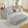 thumbnail image 1 of Muumblus Accent Chair with Movable Ottoman, Oversized Indoor Chaise Lounge Chair, No Assembly, Boneless Corduroy Cloud Sofa for Living Room, Gray, 1 of 12