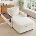 thumbnail image 1 of Muumblus Accent Chair with Storage Ottoman & Side Table, Cozy Lounge Chair with USB, Modern Single Sofa Armchair for Living Room, White Corduroy, 1 of 11