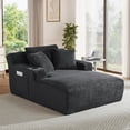 thumbnail image 1 of Muumblus Chaise Lounge Chair Indoor, Faux Fur Lounge Chair with Cup Holders, No Assembly Boneless Sleeper Sofa Bed for Living Room, Gray, 1 of 9