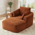 thumbnail image 1 of Muumblus Chaise Lounge Indoor, Cozy Lounge Chair Sleeper Sofa for Adults, No Assembly Required, Orange Corduroy, 1 of 10