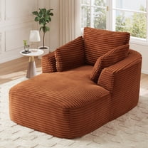 Muumblus Chaise Lounge Indoor, Cozy Lounge Chair Sleeper Sofa for Adults, No Assembly Required, Orange Corduroy