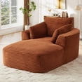 thumbnail image 1 of Muumblus Chaise Lounge Indoor, Cozy Lounge Chair Sleeper Sofa for Adults, No Assembly Required, Orange Corduroy, 1 of 9