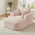 thumbnail image 1 of Muumblus Chaise Lounge Indoor, Cozy Lounge Chair Sleeper Sofa for Adults, No Assembly Required, Pink Corduroy, 1 of 10