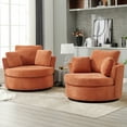 thumbnail image 1 of Muumblus Chenille Swivel Accent Barrel Chair Set of 2, Oversized Comfy Armchair with Pillows, Modern Leisure Sofa Chair for Living Room Bedroom, Orange Red, 1 of 7