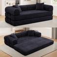 thumbnail image 1 of Muumblus 78" Corduroy Loveseat Cloud Sofa , Queen Size Convertible Slpper Couch Bed for Living Room, Black, 1 of 11