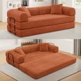 thumbnail image 1 of Muumblus 78" Corduroy Loveseat Cloud Sofa , Queen Size Convertible Slpper Couch Bed for Living Room, Orange, 1 of 10
