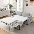 thumbnail image 1 of FFH Convertible Pull Out Sofa with USB Ports & Phone Holder, Upholstered Corduroy Sleeper Sofa with Side Pockets and Cup Holders, Loveseat Lounge Couch for Living Room, Gray, 1 of 10