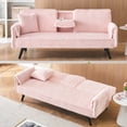 thumbnail image 1 of FFH Modern Corduroy Futon Sofa Bed with Adjustable Backrest,Convertible Loveseat Sleeper,Soft Couch with Drop-Down Table and Cup Holder for Living room,Pink, 1 of 10