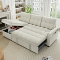 thumbnail image 1 of Muumblus Convertible Sofa Bed, Sectional Sleeper Sofa with Storage Chaise, L-Shaped Couch for Living Room, Beige Chenille, 1 of 13