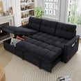 thumbnail image 1 of Muumblus Convertible Sofa Bed, Sectional Sleeper Sofa with Storage Chaise, L-Shaped Couch for Living Room, Black Chenille, 1 of 13