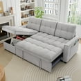 thumbnail image 1 of Muumblus Convertible Sofa Bed, Sectional Sleeper Sofa with Storage Chaise, L-Shaped Couch for Living Room, Light Gray Chenille, 1 of 13