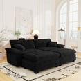 thumbnail image 1 of Muumblus Comfy Modular Sectional Sofa with 2 Ottoman, Deep Seat 80.5" Modern Oversized Corduroy Cloud Couch, Fluffy Deep Seat Chaise Lounge Sleeper Sofa for Living Room Apartment, Black, 1 of 10