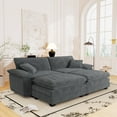 thumbnail image 1 of Muumblus Comfy Modular Sectional Sofa with 2 Ottoman, Deep Seat 80.5" Modern Oversized Corduroy Cloud Couch, Fluffy Deep Seat Chaise Lounge Sleeper Sofa for Living Room Apartment, Gray, 1 of 10