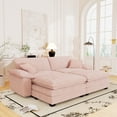 thumbnail image 1 of Muumblus Comfy Modular Sectional Sofa with 2 Ottoman, Deep Seat 80.5" Modern Oversized Corduroy Cloud Couch, Fluffy Deep Seat Chaise Lounge Sleeper Sofa for Living Room Apartment, Pink, 1 of 10