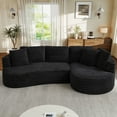 thumbnail image 1 of Muumblus Curved Sectional Sofa, Oversized L-Shaped Couch, Modern Corduroy Sleeper Couches for Living Room, Black (Chaise on Right), 1 of 11