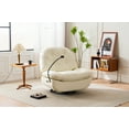 thumbnail image 1 of Muumblus Modern Beige Leather Recliner Swivel Glider Chair with Bluetooth USB Charger for Living Room, 1 of 12
