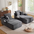 thumbnail image 1 of Muumblus Indoor Double Chaise Lounge Sofa with Cup Holders, 69"W Oversized Deep Seat Cloud Sectional Sofa, Boneless Sleeper Couch Bed, Gray Corduroy, 1 of 11