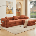 thumbnail image 1 of Muumblus L-Shape Convertible Floor Sofa Bed, Comfy Foldable Modular Sleeper Sectional Couch for Living Room, Bedroom, Orange Corduroy, 1 of 14