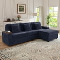 thumbnail image 1 of Muumblus L-Shaped Sectional Sofa with Storage Ottoman, Corduroy Cloud Couch with Bluetooth Speaker & Side Table, Modern Living Room Furniture, Gray, 1 of 10
