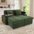 thumbnail image 1 of Muumblus Small Sectional Sofa with 2 Storage Ottomans, 2 Seater Cloud Couch with Bluetooth Speaker & Side Table, Modern Corduroy Sofa for Living Room, Green, 1 of 10