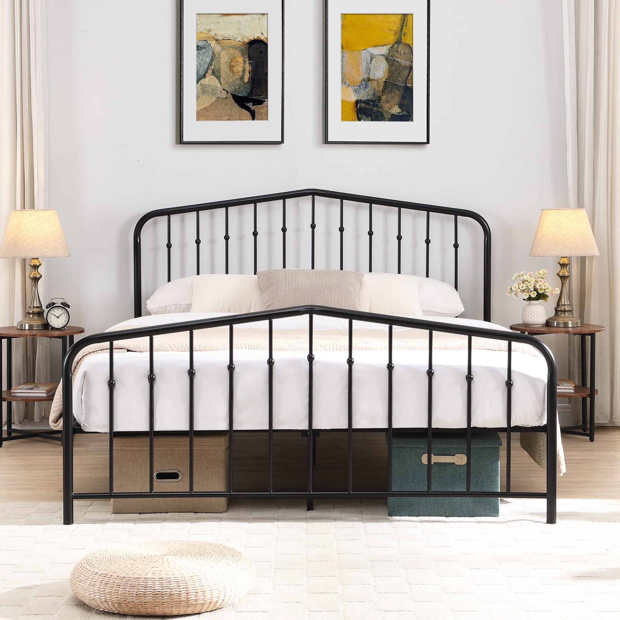 Muumblus Metal Platform Bed Frame, Full Size Bed Frame with Headboard