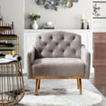 thumbnail image 1 of Muumblus Modern Accent Chair, Teddy Upholstered Single Sofa Chair Sherpa Arm Chair for Living Room and Bedroom, Comfy Armchair with Metal Legs, Gray, 1 of 9