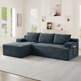 thumbnail image 1 of Muumblus L-Shaped Modular Sectional Sofa with Chaise, Boneless Deep Seat Cloud Couch, No Assembly Corduroy Sleeper Sofa for Living Room, Dark Gray（Left Facing Chaise）, 1 of 11