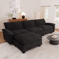 thumbnail image 1 of Muumblus Modular Sectional Cloud Couch with Ottoman, Oversized L-Shaped Corduroy Sofa for Living Room, Black, 1 of 10