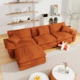 thumbnail image 1 of Muumblus Modular Sectional Cloud Couch with Ottoman, Oversized L-Shaped Corduroy Sofa for Living Room, Orange, 1 of 9