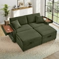 thumbnail image 1 of Muumblus Loveseat Sectional Sofa with 2 Storage Ottomans, Modular Cloud Couch with 2 Side Tables & USB, Plush Double Chaise Lounge Sofa Bed Indoor, Green Corduroy, 1 of 12