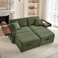 thumbnail image 1 of Muumblus Loveseat Sectional Sofa with 2 Storage Ottomans, Modular Cloud Couch with 2 Side Tables & USB, Plush Double Chaise Lounge Sofa Bed Indoor, Green Corduroy, 1 of 13