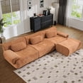 thumbnail image 1 of Muumblus Modular Sectional Sofa with Movable Ottoman, Oversized L-Shaped Cloud Sofa with Chaise, Boneless Deep Seat Living Room Couch, Orange Chenille, 1 of 12
