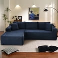 thumbnail image 1 of Muumblus Modular Sectional Sofa, Oversized L-Shape Cloud Couch, Modern Corduroy Sleeper Couches for Living Room, No Assembly Required, Blue (Left Facing Chaise), 1 of 11